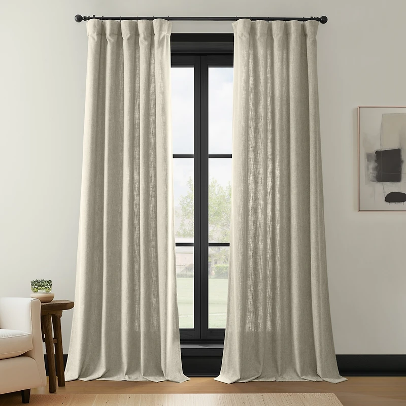 Half Price Drapes Light Beige Simply Faux Linen Light Filtering Curtain Pair (2 Panels