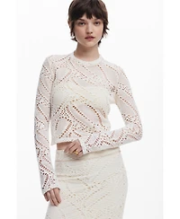 Desigual Women's Long sleeve crochet T-shirt