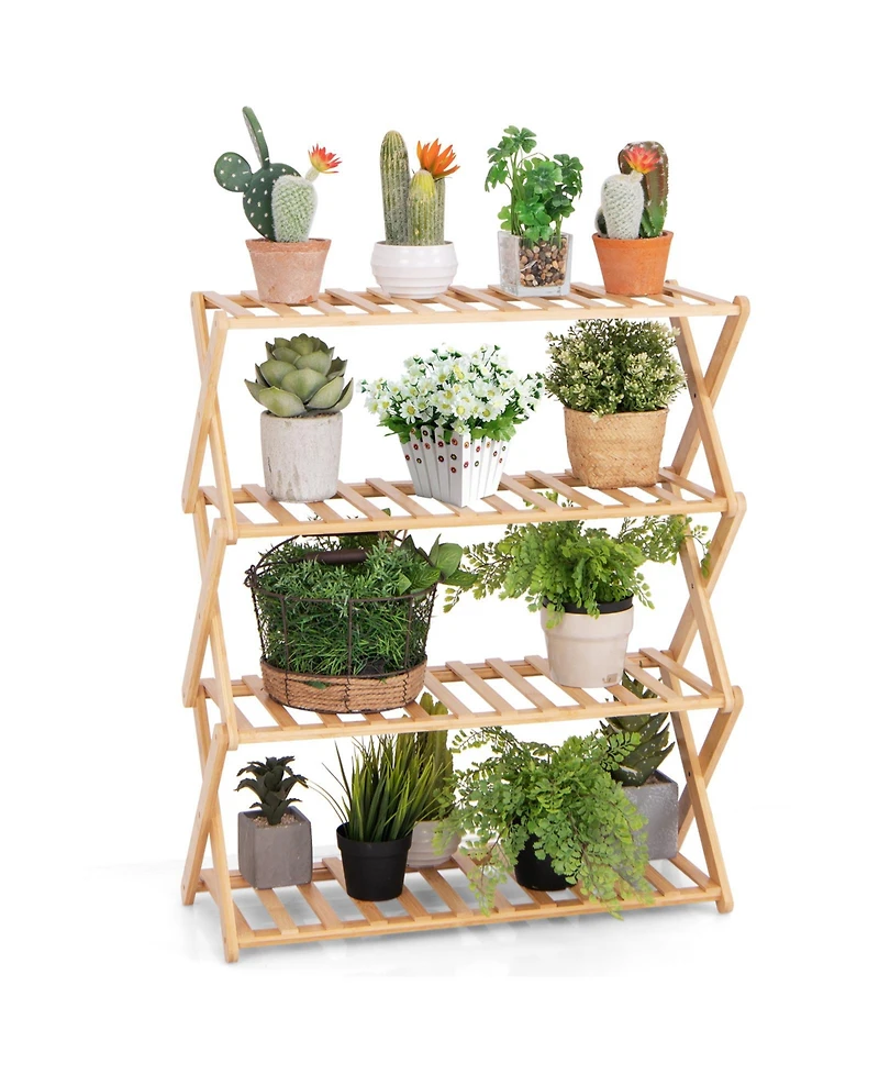 4-Tier Foldable Shoe Rack with Slatted Shelves for Compact Entryway Storage