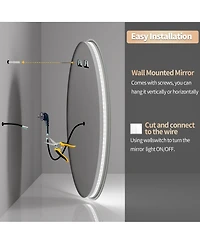 Luvodi 24" Round Shape Led Bathroom Mirror Anti-Fog Wall Mounted Backlit Vanity Mirror