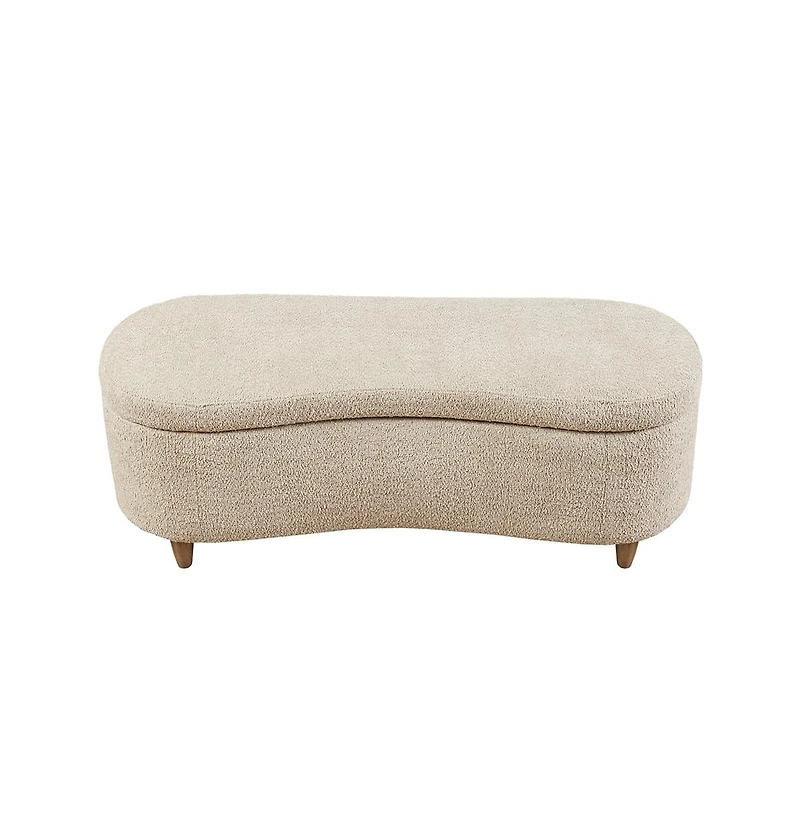 Flip Top Storage Bench in Taupe, Upholstered Storage Ottoman with Solid Wood Legs-The Pop Home