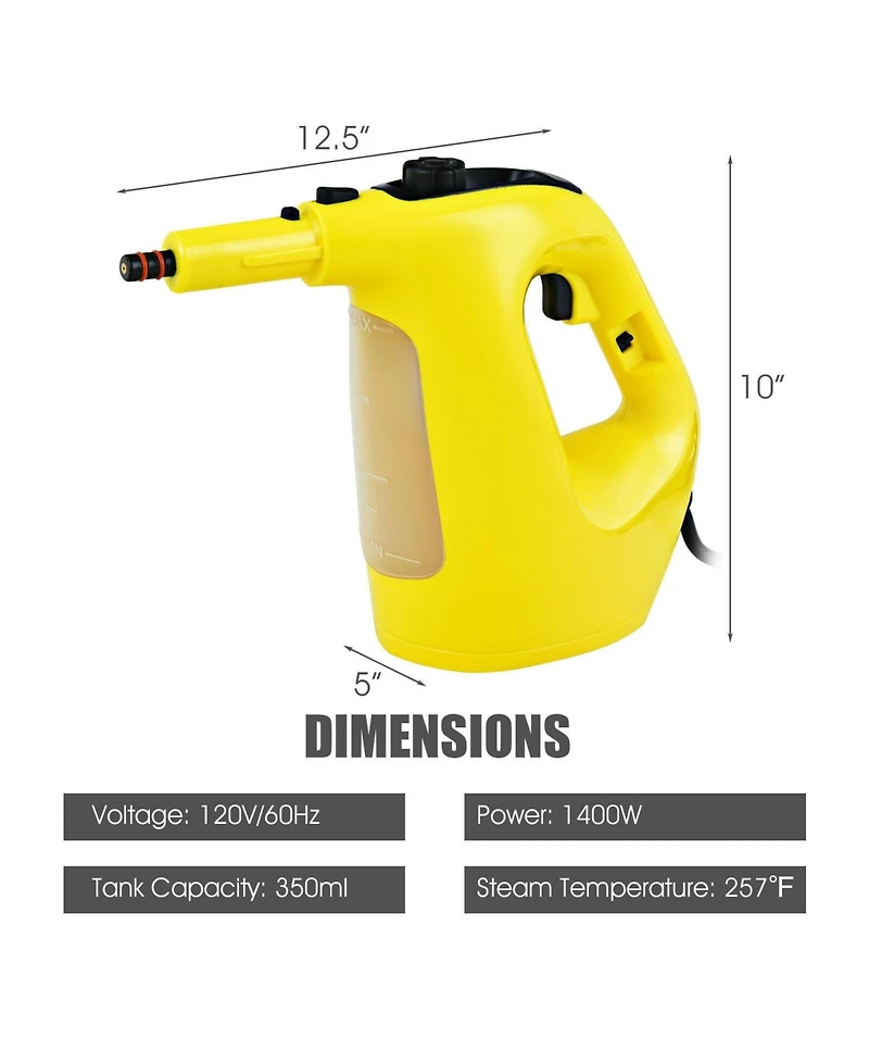 Handheld MultiPurpose Steam Cleaner with 17 Pieces, 350ml Large Capacity Steam Mop Continuous Fill water, Portable Chemical-Free Steamer for Home Use