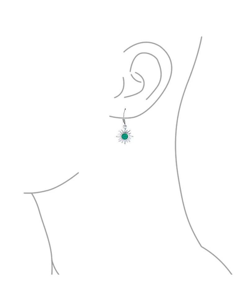 Bling Jewelry Irradiance Green Or Orange Fire Created Opal Summer Fun Sunburst Dangle Drop Earrings .925 Sterling Silver Fish Wire