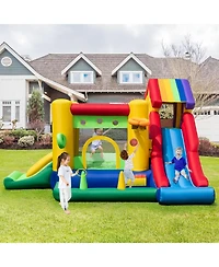Inflatable Bounce Castle with Double Slides and 735W Blower