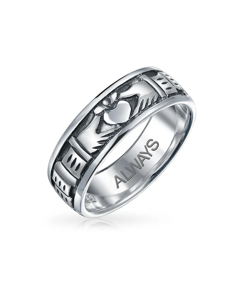 Bling Jewelry Celtic Claddagh Band Silver Ring Couples Oxidized Sterling