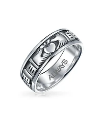 Bling Jewelry Celtic Claddagh Band Silver Ring Couples Oxidized Sterling
