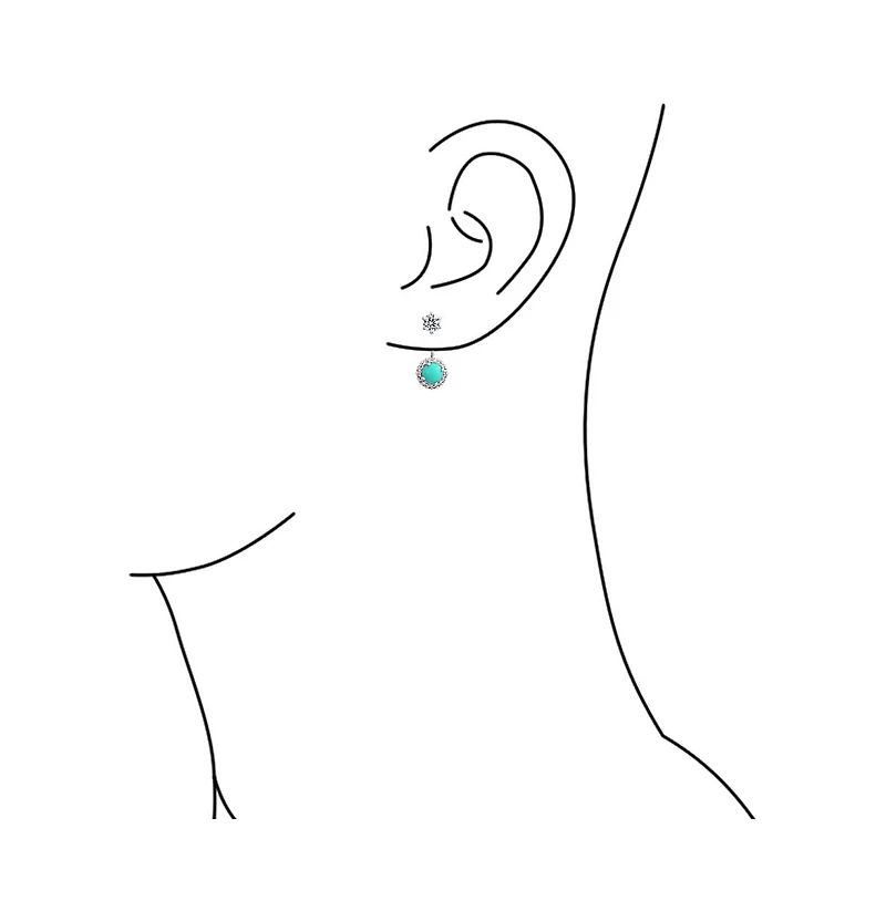 Bling Jewelry Blue Compressed Turquoise Cubic Zirconia Round Halo Cz Prom Ear Jacket Earrings Silver Plated Brass
