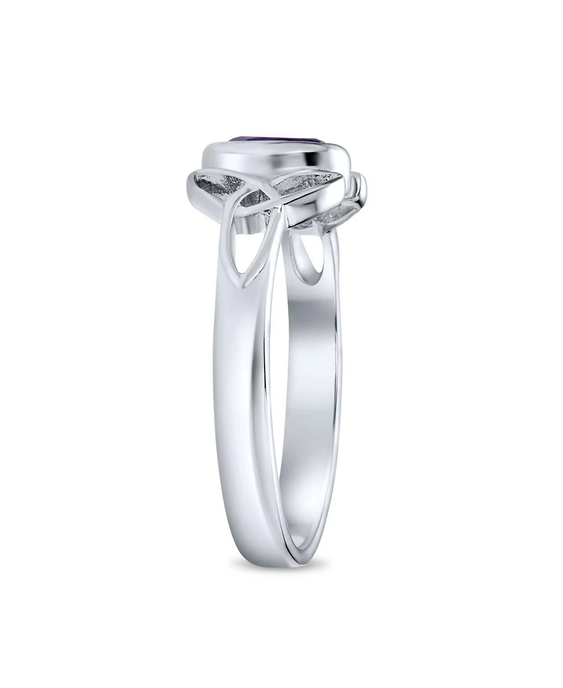 Bling Jewelry Delicate Oval Natural Stone Bff Sorority Sister Promise Trinity Celtic Knot Ring Thin Band Sterling Silver