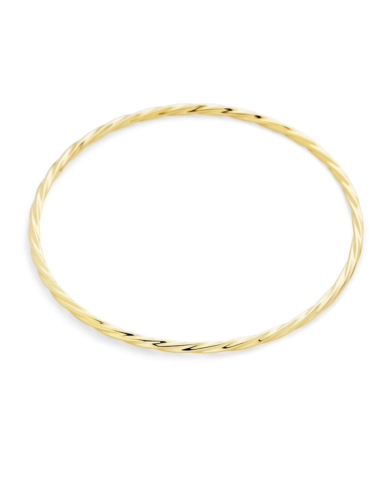 Bling Jewelry Thin Stacking Twist Single Bangle Bracelet Yellow Gold Plated Brass