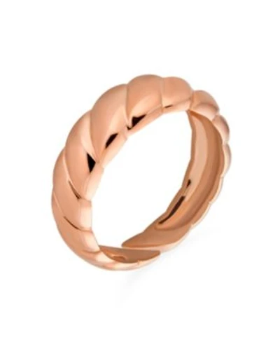 Bling Jewelry Twisted Rope Silver Ring Braided Shrimp Dome Band Rose Gold Plated Sterling Silver