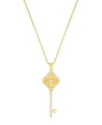Adornia Adjustable Cubic Zirconia Pave Clover Key Pendant Necklace
