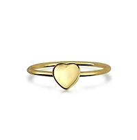 Bling Jewelry Tiny Minimalist Silver Ring with Heart Shape Initial Monogram Gold Plated Sterling