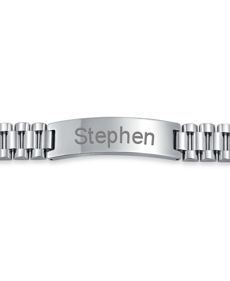 Bling Jewelry Silver Tone Stainless Steel Id Bracelet with Name Plate