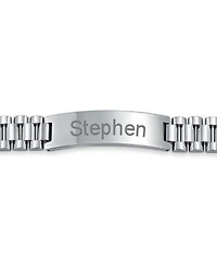 Bling Jewelry Silver Tone Stainless Steel Id Bracelet with Name Plate