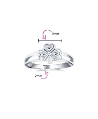 Bling Jewelry Delicate Silver Ring with Celtic Trinity Shamrock Clover Design Oxidized Finish