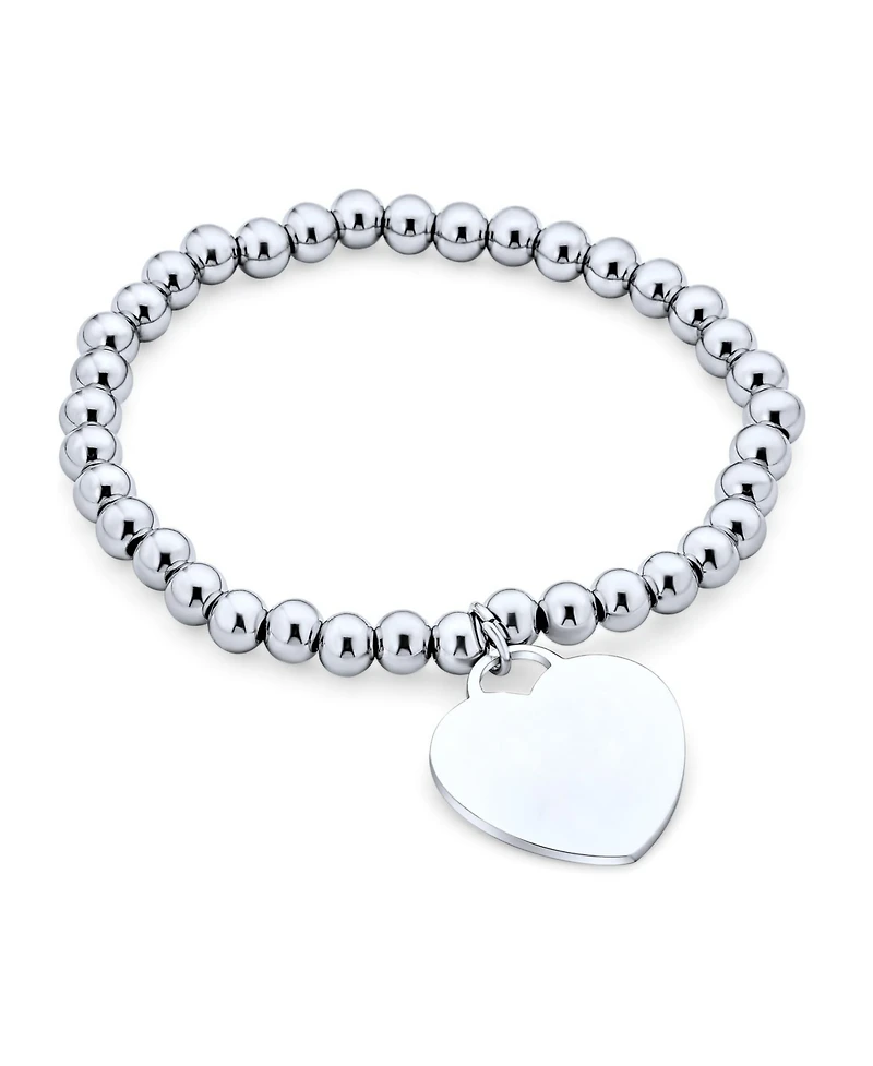 Bling Jewelry Medical Id Bracelet with Heart Charm and Stretchable Stainless Steel Tag