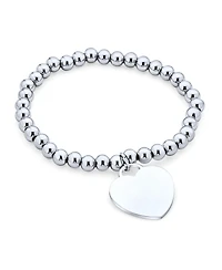 Bling Jewelry Medical Id Bracelet with Heart Charm and Stretchable Stainless Steel Tag