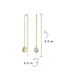 Bling Jewelry Set of 2 Geometric Minimalist Dangle Chandelier Earrings with Cz Teardrop Rose Gold Plated