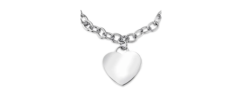 Bling Jewelry Link Chain Red Medical Id Bracelet with Heart Tag Silver Tone 7-7.5 Inch