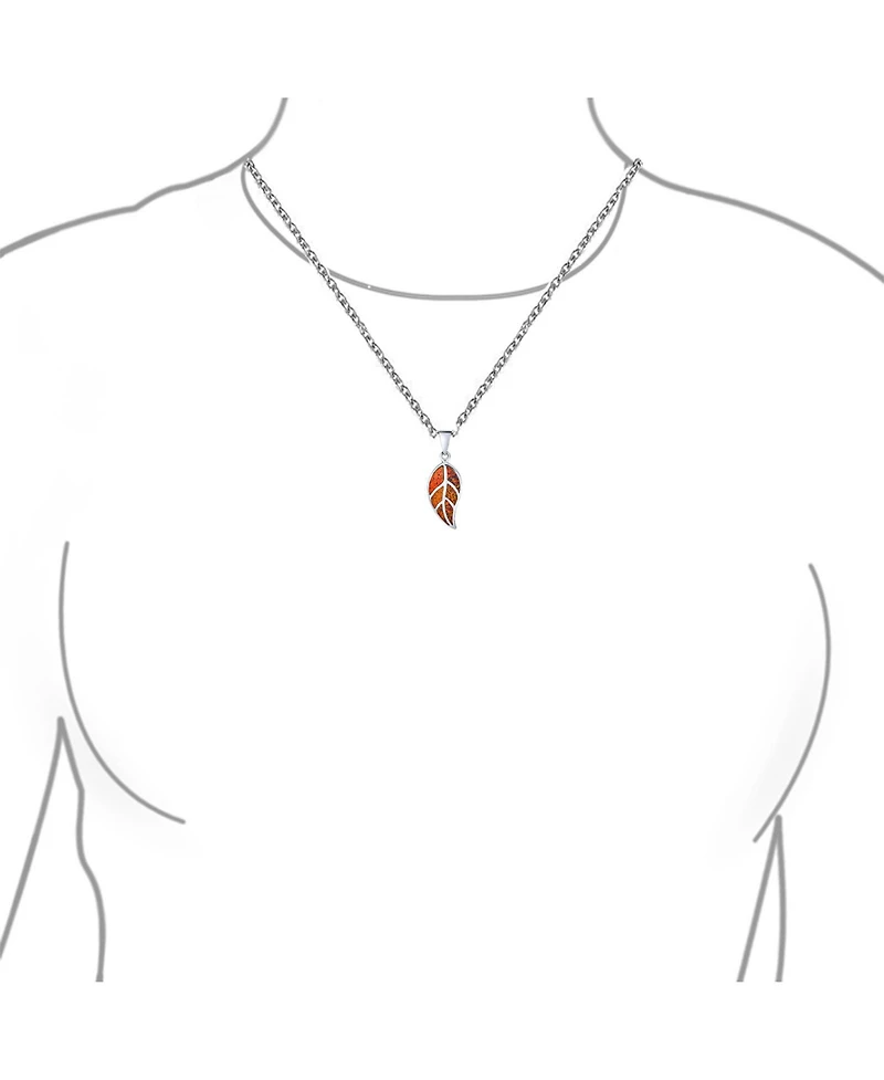 Bling Jewelry Blue Fire Opal Leaf Pendant Necklace in Sterling Silver