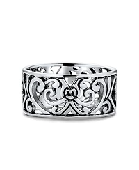 Bling Jewelry Boho Fashion Sterling Silver Ring with Open Swirl Filigree Design