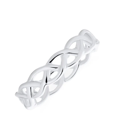 Bling Jewelry Silver Ring: Open Braided Band Wheat Weave Woven Wire Rope Cable Eternity Sterling