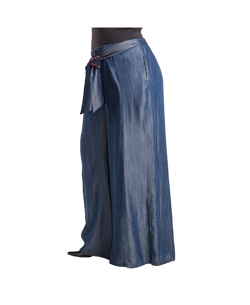 Women's Plus Curvy-Fit Tencel Denim Palazzo Pant