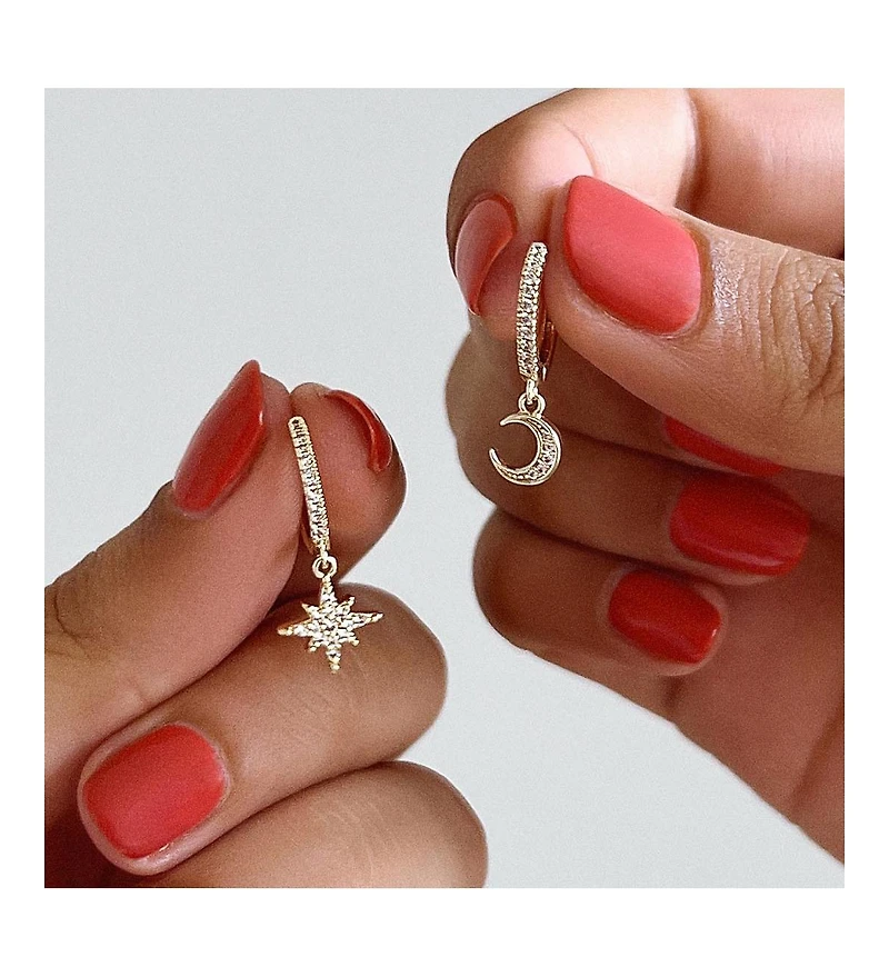 Ana Luisa - Crescent Moon Huggie Hoops - Celeste Silver