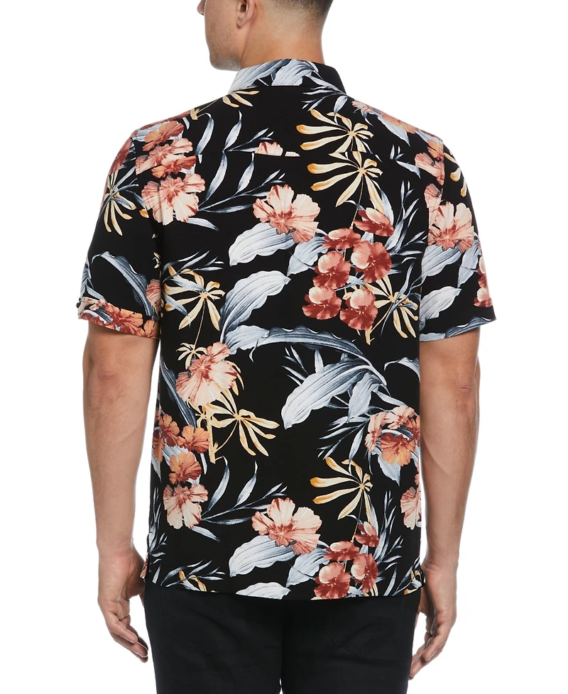 Cubavera Men's Short Sleeve Tropical Floral Print Button-Front Shirt