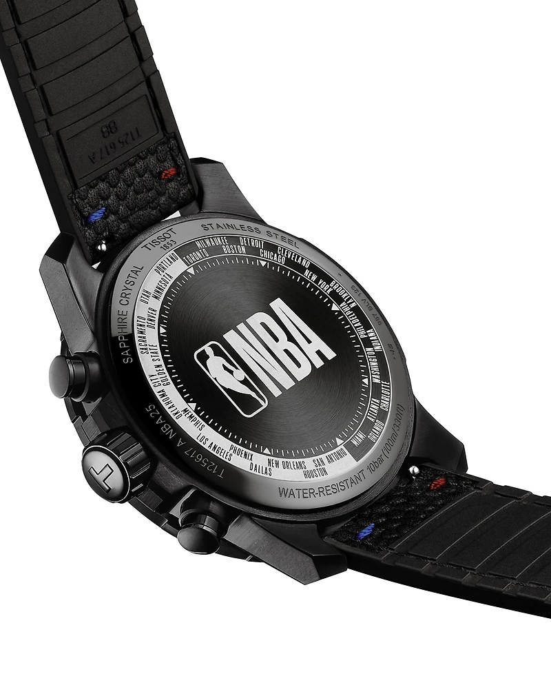 Tissot Men's Swiss Chronograph Supersport Nba Special Edition Black Leather Strap Watch 45mm