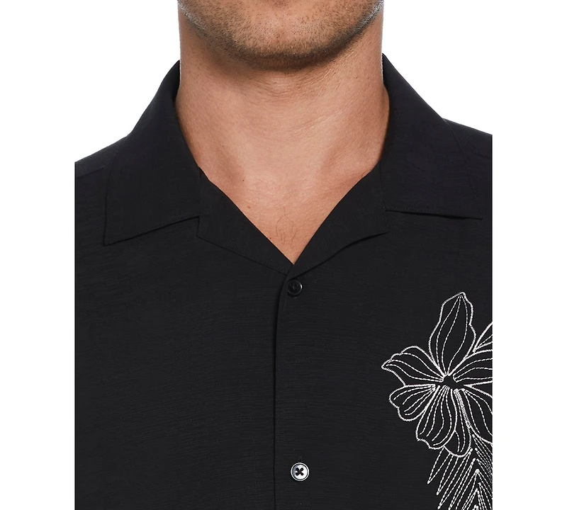 Cubavera Men's Short Sleeve Embroidered Floral Button-Front Camp Shirt
