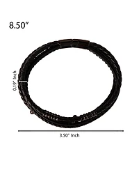 Lucky Brand Stainless Steel Triple Row Black Cord Bracelet - 8.25"