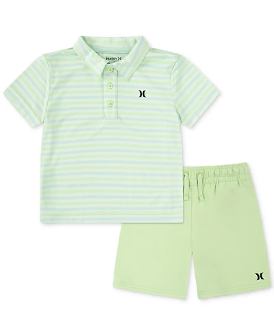 Hurley Toddler Boys H2O-dri Stripe Polo & Shorts Set