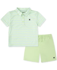 Hurley Toddler Boys H2O-dri Stripe Polo & Shorts Set