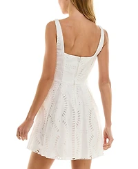 Seni & Cade Juniors' Cotton Eyelet Fit & Flare Mini Dress