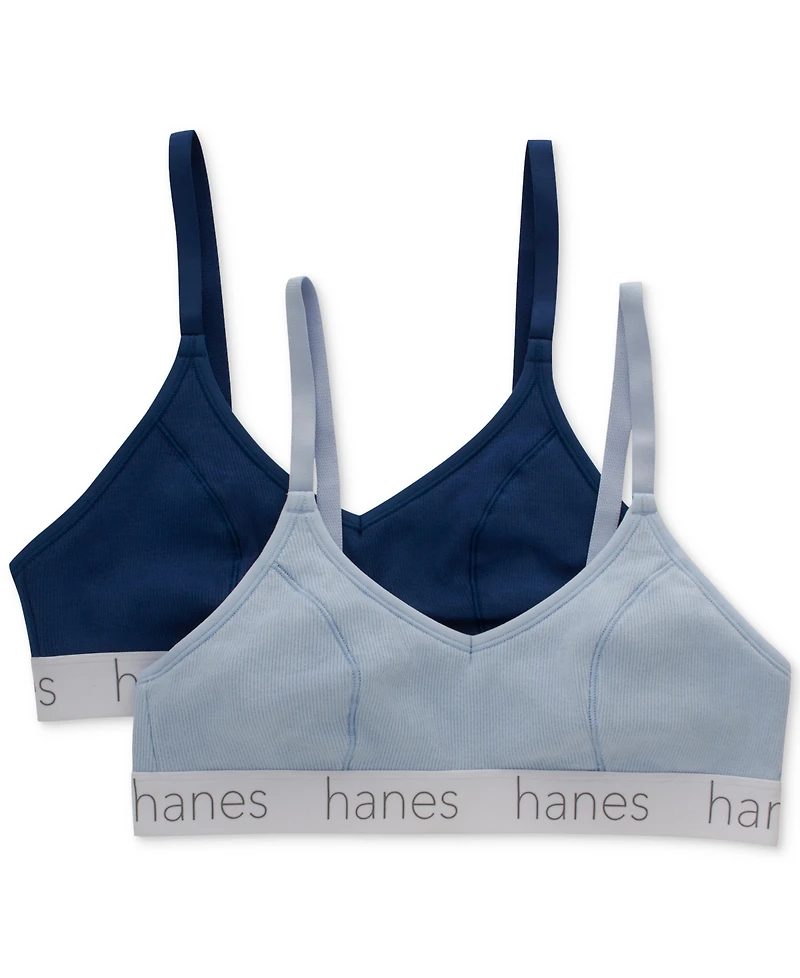 Hanes Women's 2-Pk. Originals Ultimate Stretch Cotton Triangle Bralette DHO101