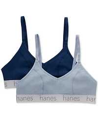 Hanes Women's 2-Pk. Originals Ultimate Stretch Cotton Triangle Bralette DHO101