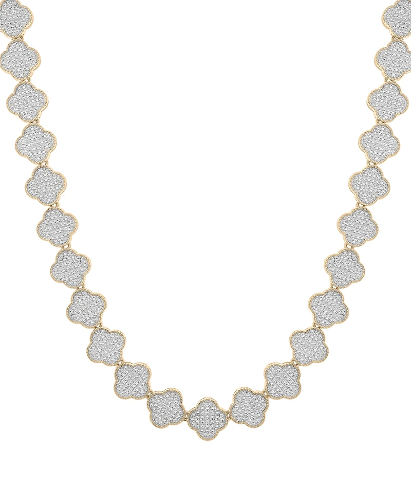 Men's Diamond Clover 22" Necklace (2 ct. t.w) in 14k Gold-Plated Sterling Silver & Sterling Silver