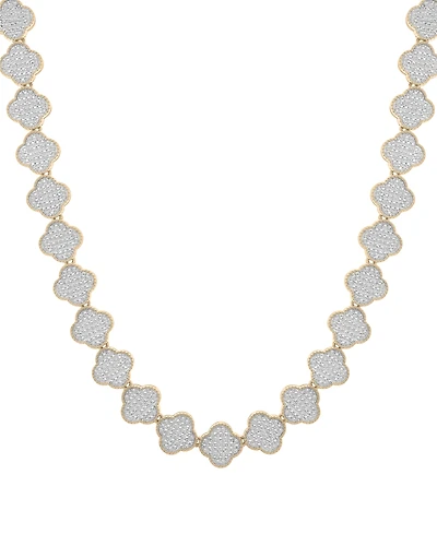 Men's Diamond Clover 22" Necklace (2 ct. t.w) in 14k Gold-Plated Sterling Silver & Sterling Silver