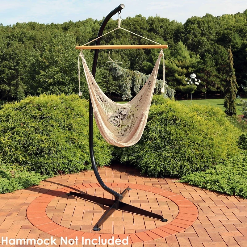 Steel C-Stand for Hanging Hammock Chair - Indoor or Outdoor Use - Durable 300-Pound Capacity - Black