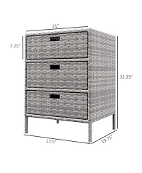 Outsunny Patio Wicker Pool Cabinet, Rat Storage Cabinet Organizer