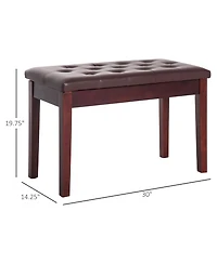 Homcom Pu Leather Piano Bench Padded Double Duet Storage Upholste Seat