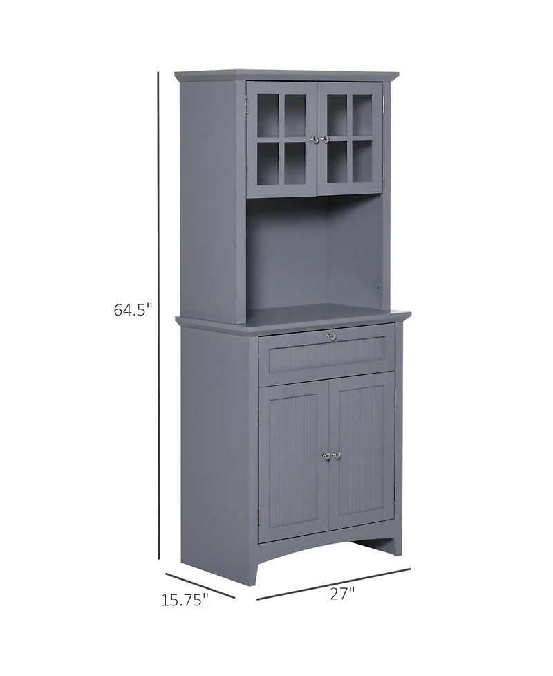 Homcom Kitchen Storage Buffet w/ Microwave Hutch Drawer for Dining Room,