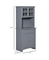 Homcom Kitchen Storage Buffet w/ Microwave Hutch Drawer for Dining Room,