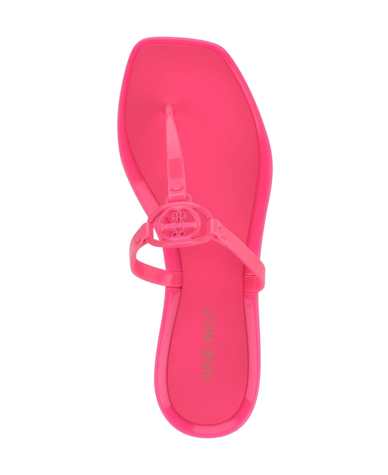 Nine West Women's Dacota T-Strap Square Toe Flat Sandals