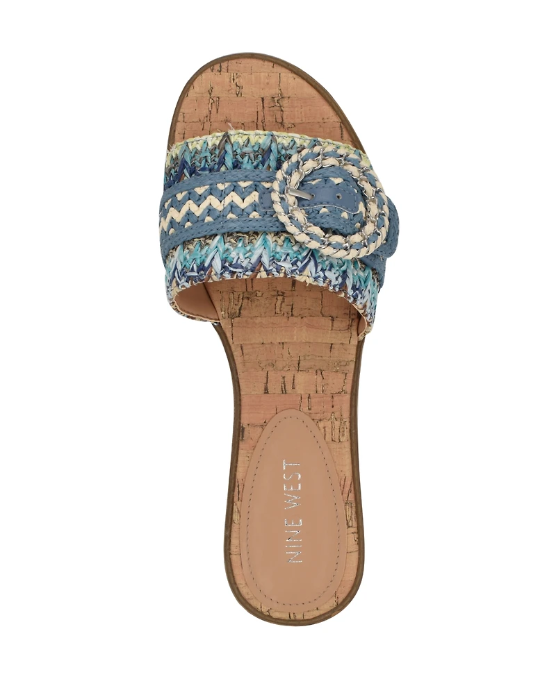 Nine West Women's Poland Woven Slip-On Flat Sandals