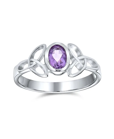 Bling Jewelry Delicate Oval Natural Stone Bff Sorority Sister Promise Trinity Celtic Knot Triquetra Ring Thin Band .925 Sterling Silver Rings