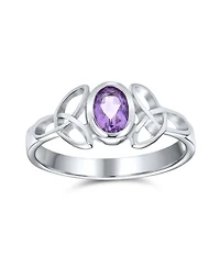 Bling Jewelry Delicate Oval Natural Stone Bff Sorority Sister Promise Trinity Celtic Knot Triquetra Ring Thin Band .925 Sterling Silver Rings