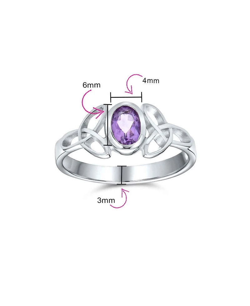 Bling Jewelry Delicate Oval Natural Stone Bff Sorority Sister Promise Trinity Celtic Knot Ring Thin Band Sterling Silver