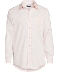 Lands' End Men's Pattern No Iron Supima Pinpoint Straight Collar Dress Shirt